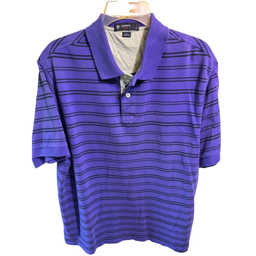 Daniel Cremieux Classics Club 38 Polo Shirt Mens L Purple Striped Short Sleeve